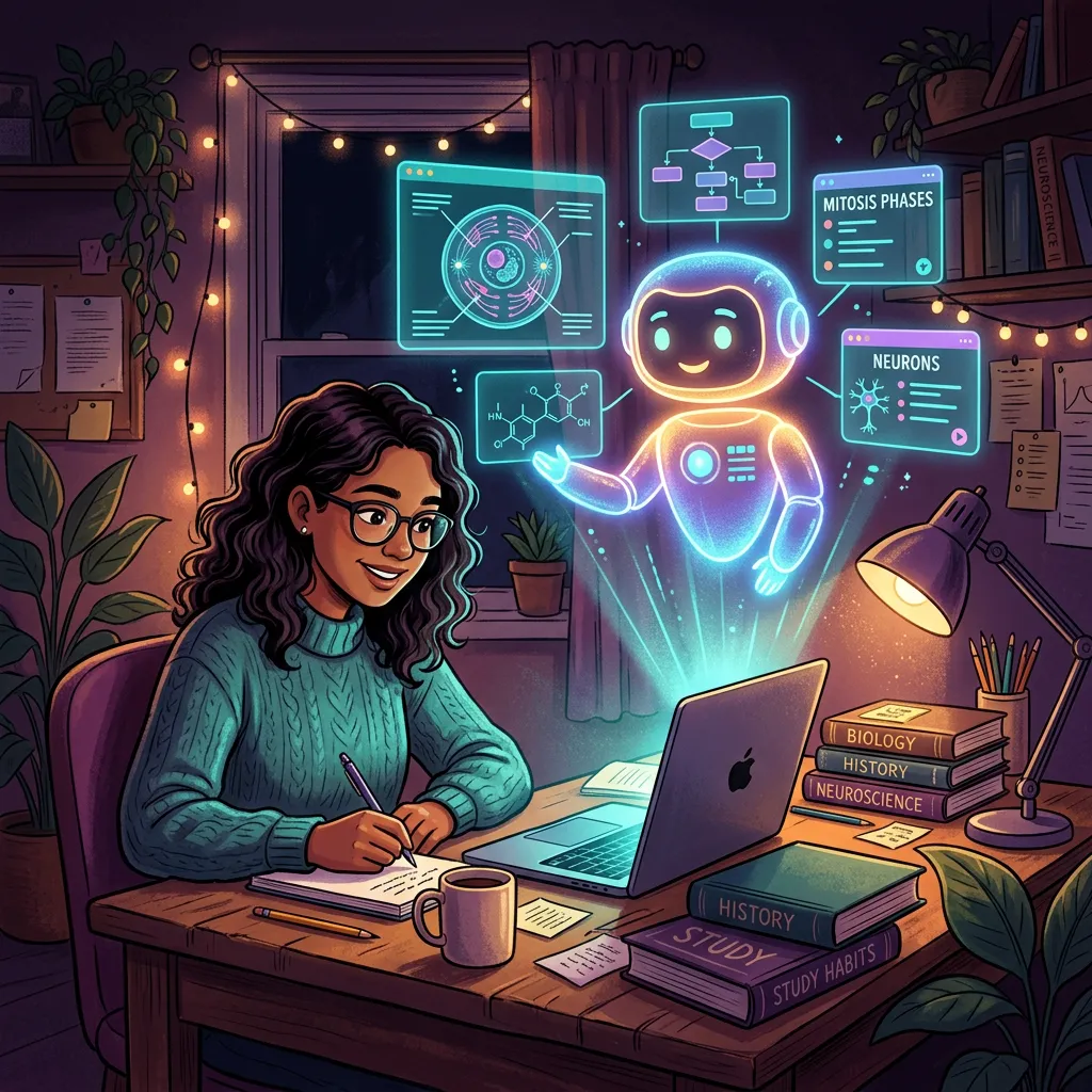 Ilustração sobre O método: estude com IA em 5 passos